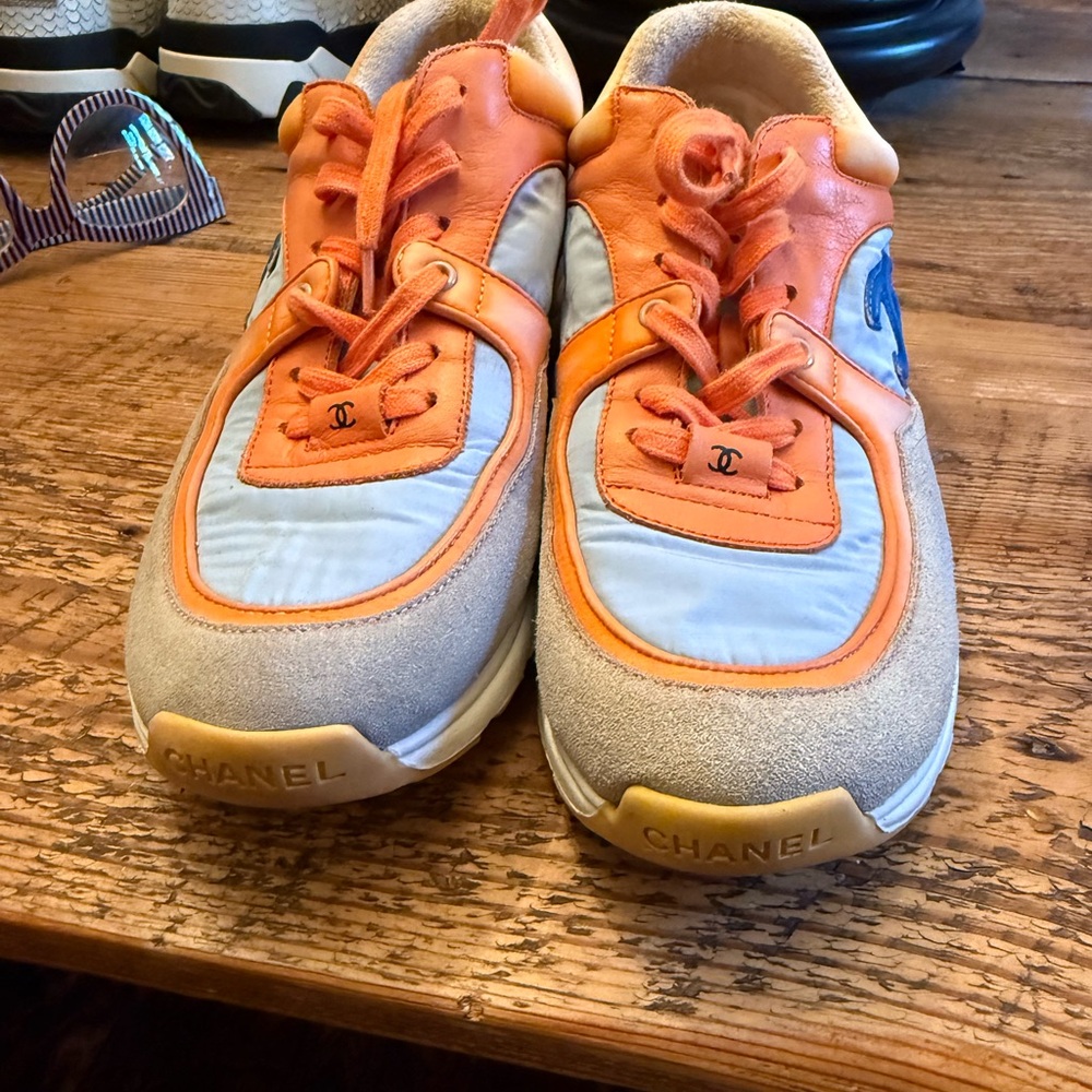 CHANEL Women's Sneakers in Orange and Blue - Picture 7 of 10
